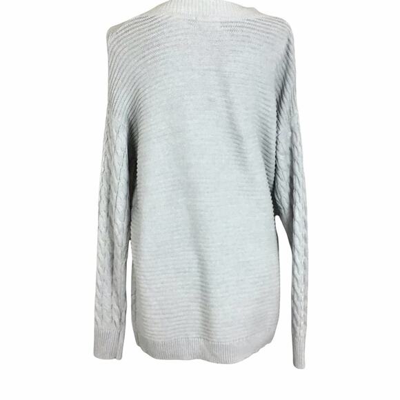 Caslon Women’s Size Small Gray Cable Knit V-Neck Oversized Pullover Sweater NWOT - Picture 2 of 14